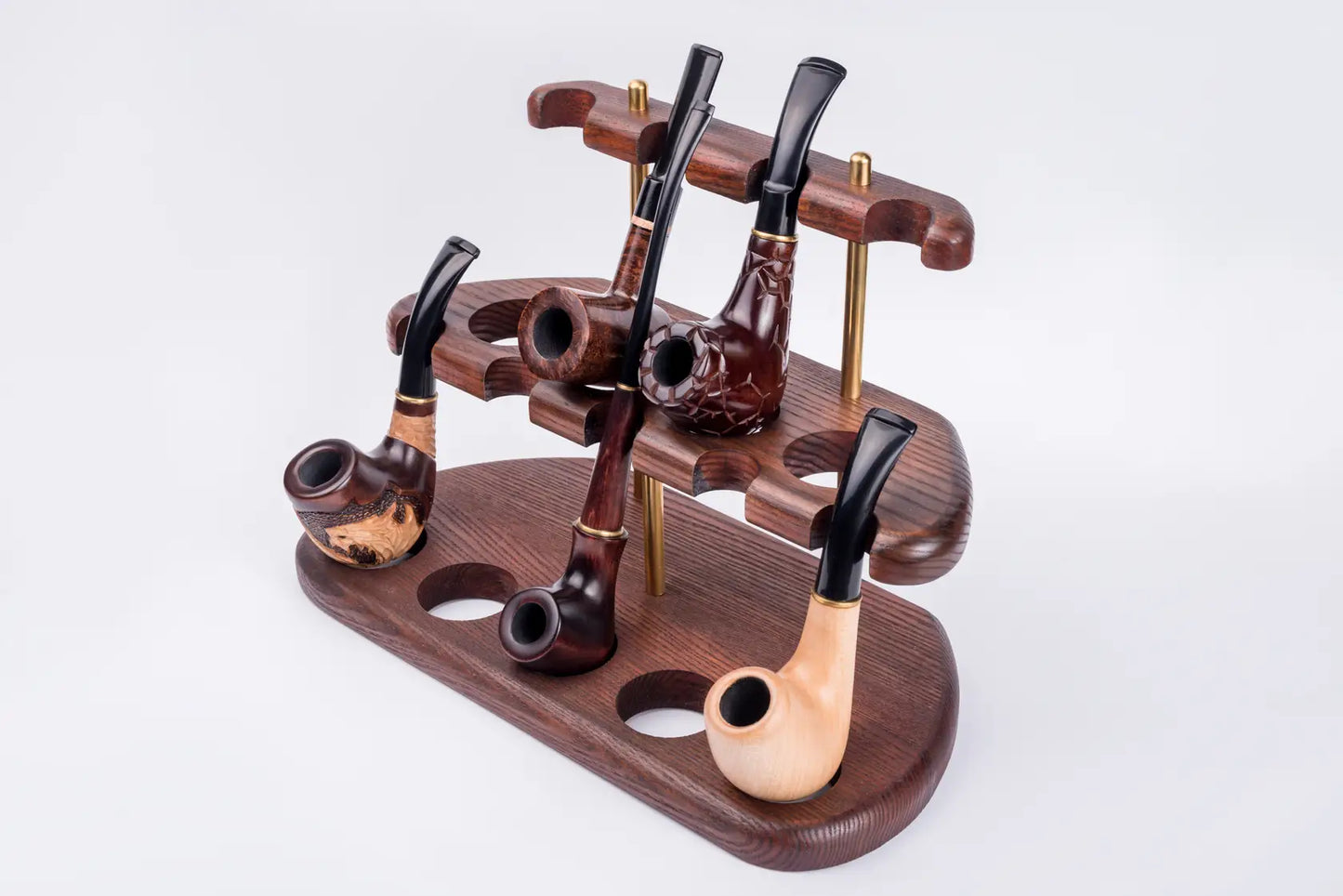 Soporte de madera para pipa de tabaco - ARCH IX - Para 9 pipas de tabaco, hecho a mano de madera maciza