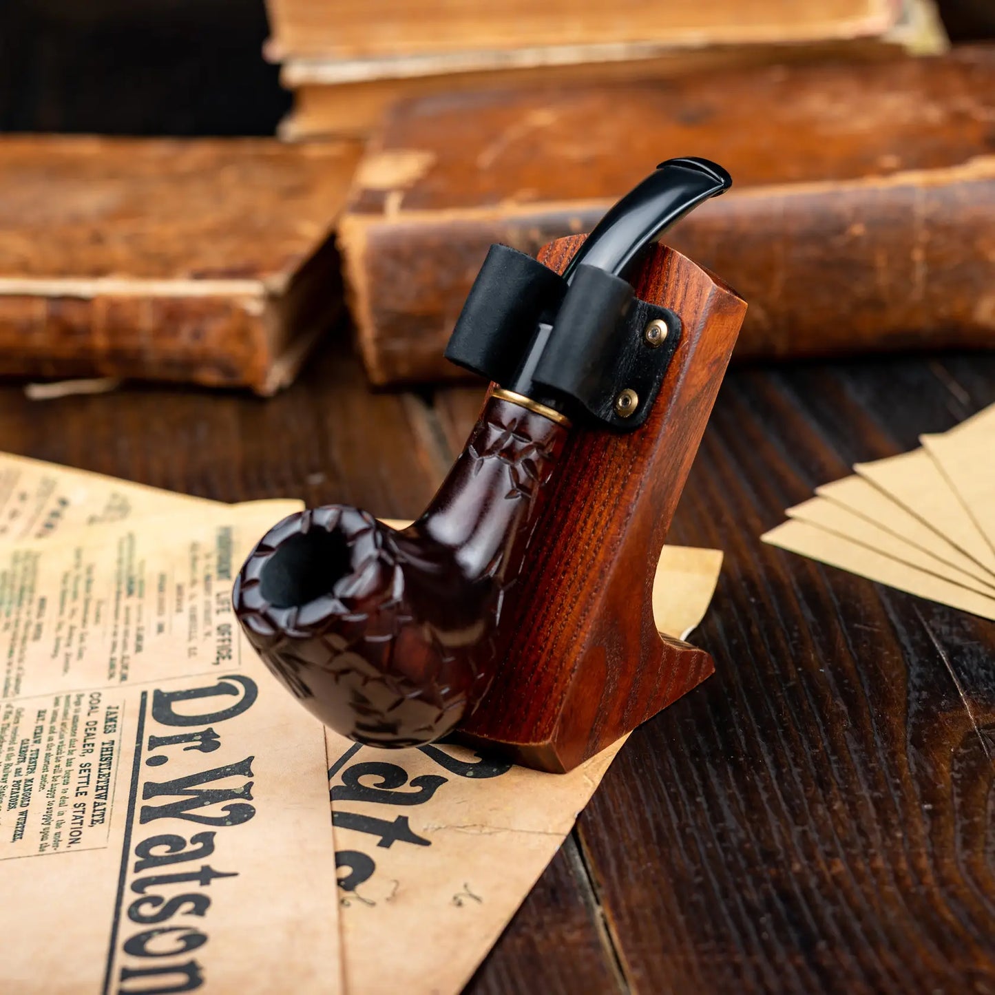 Wooden Pipe Stand - Throne - for 1 Tobacco Pipe