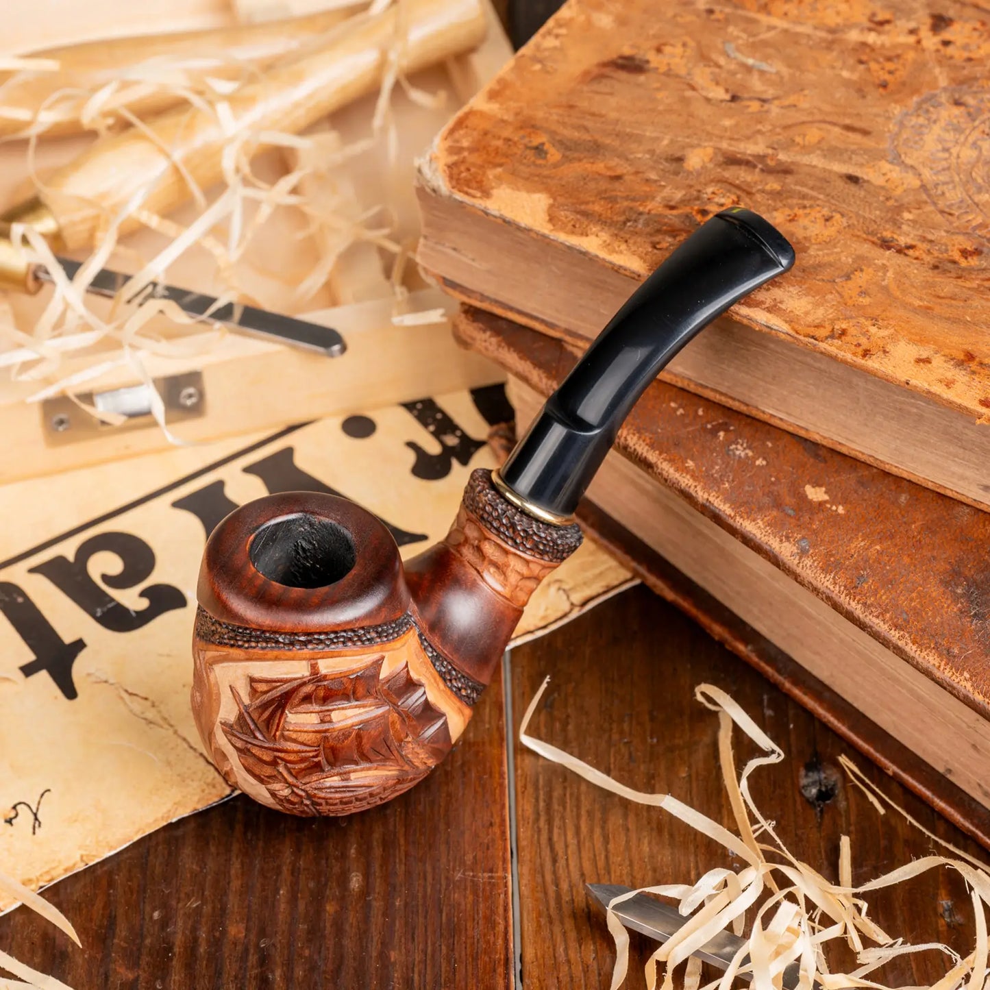 Tobacco Pipe, Collectable Series, Hand Carved, Fits 9mm filter (Flying Dutchman)