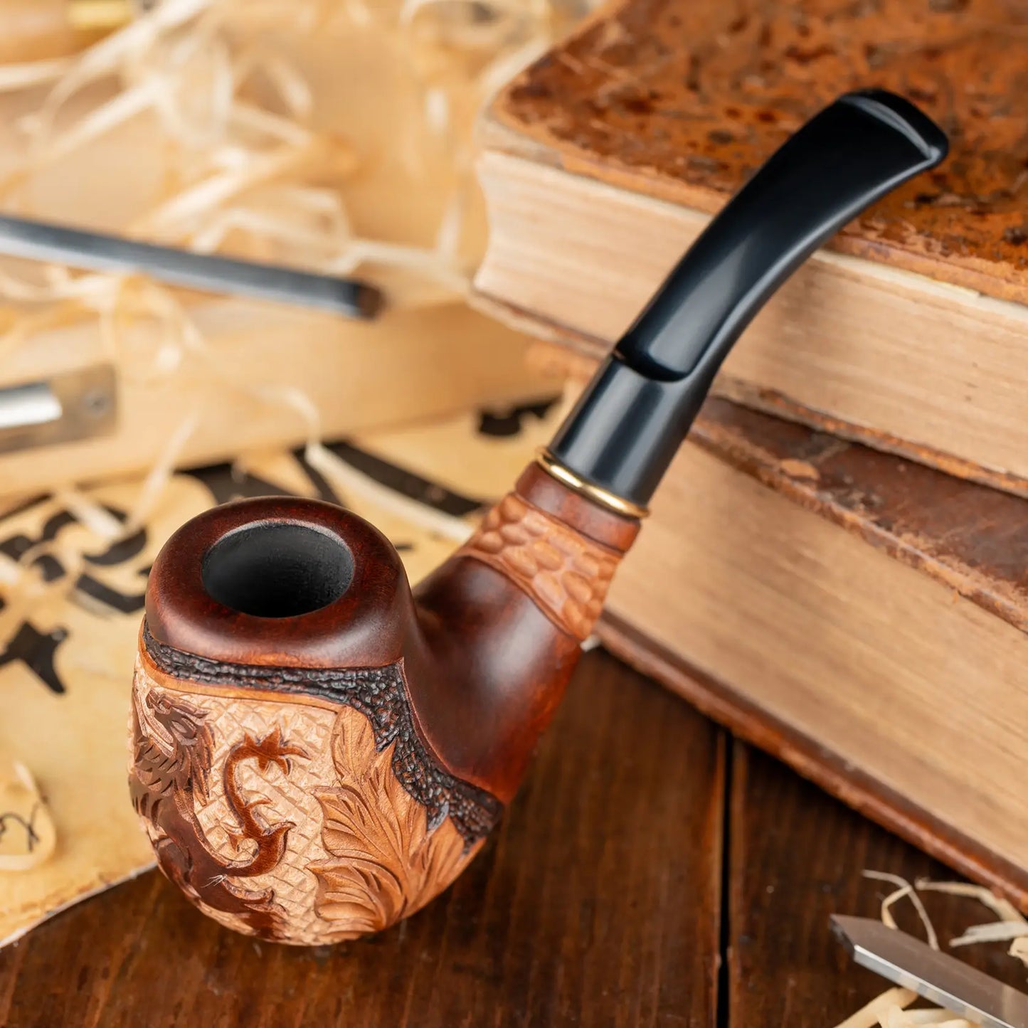 Tobacco Pipe, GOT Collectable Series, Hand Carved, Fits 9mm filter (Lion)