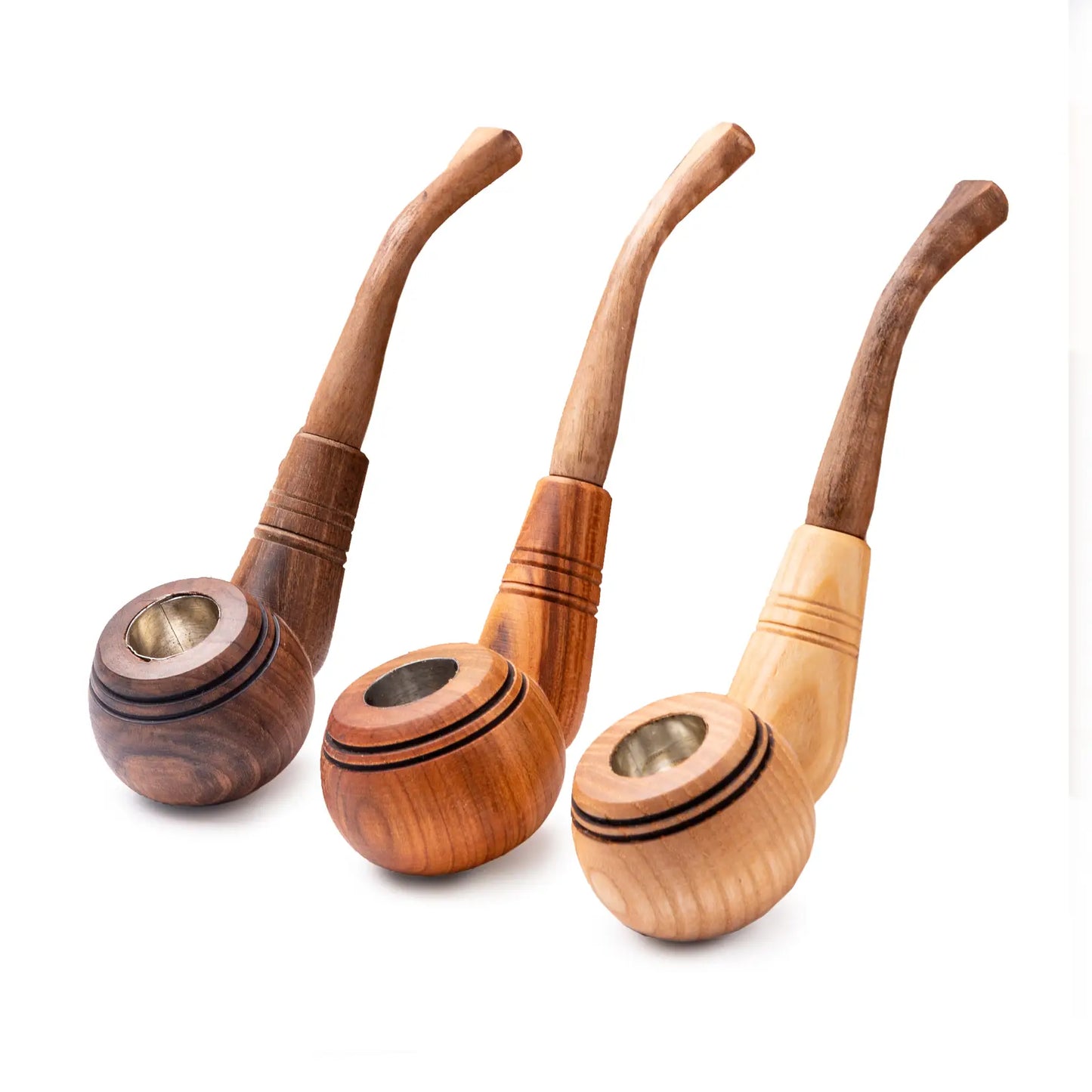 Tobacco Pipes, Set of 3, Classic shape, Handcrafted from Natural Wood