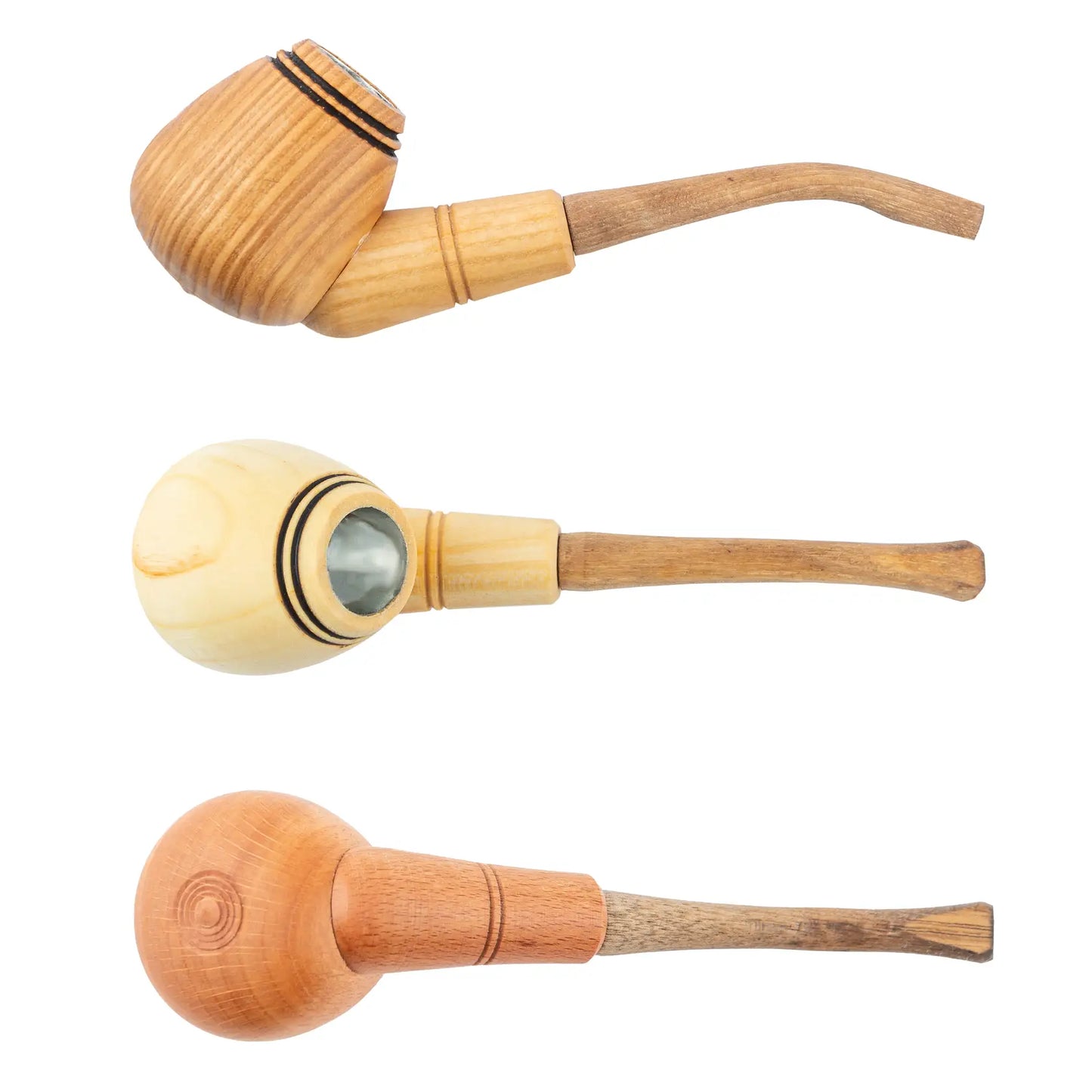 Tobacco Pipes, Set of 3, Classic shape, Handcrafted from Natural Wood