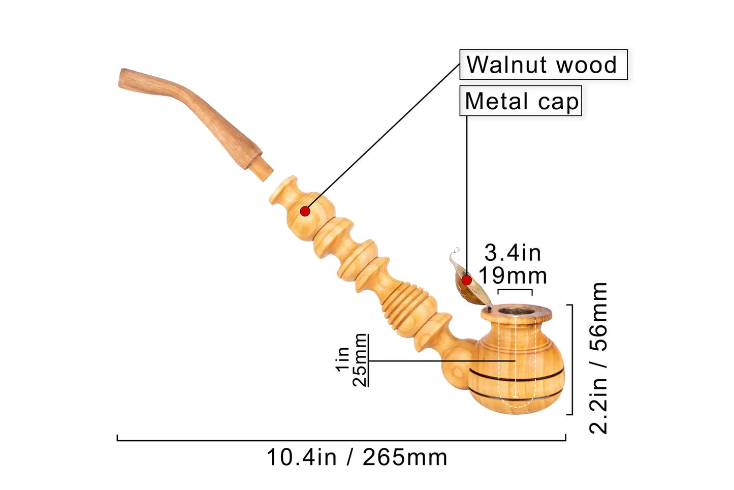 Tobacco Pipes, Churchwarden Shape, Collectable Series, Handcrafted from Natural Wood, Comes with tamper