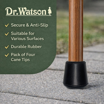 22mm Rubber Ferrules for Walking Sticks, Anti-Slip Cane Tips, Black, Pack of 4