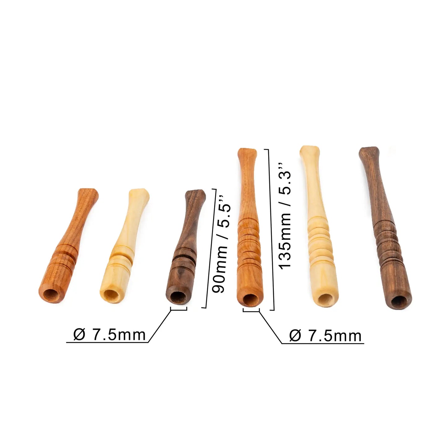 Cigarette Holders, Set of 6, fit Regular size cigarettes, Handcrafted from Natural Wood