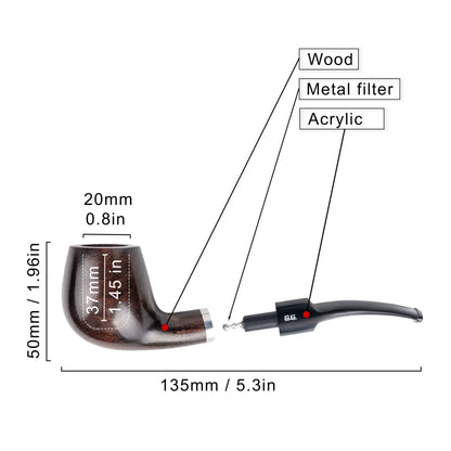 Tobacco Pipe - classic Brandy shape, Metal Condensing Filter