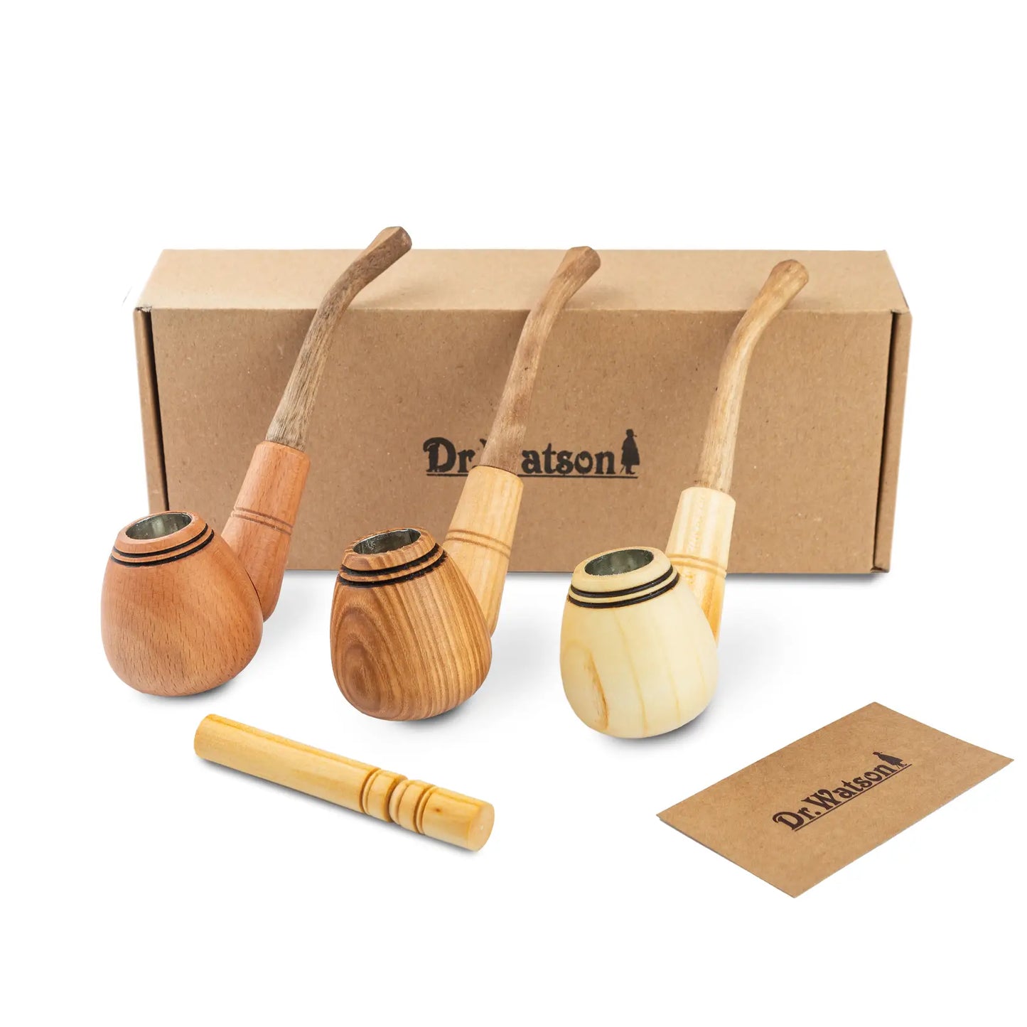 Tobacco Pipes, Set of 3, Classic shape, Handcrafted from Natural Wood