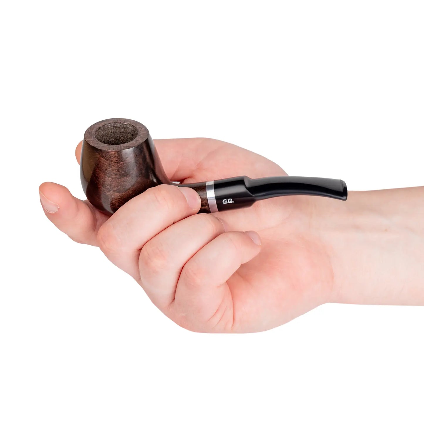 Tobacco Pipe - classic Brandy shape, Metal Condensing Filter