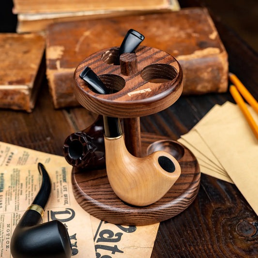 Wooden Tobacco Pipe Stand, For 3 Tobacco Pipes, Handmade from Solid Wood