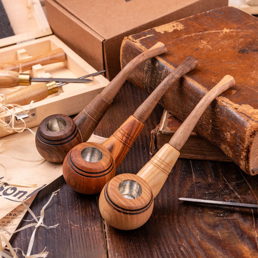 Tobacco Pipes, Set of 3, Classic shape, Handcrafted from Natural Wood