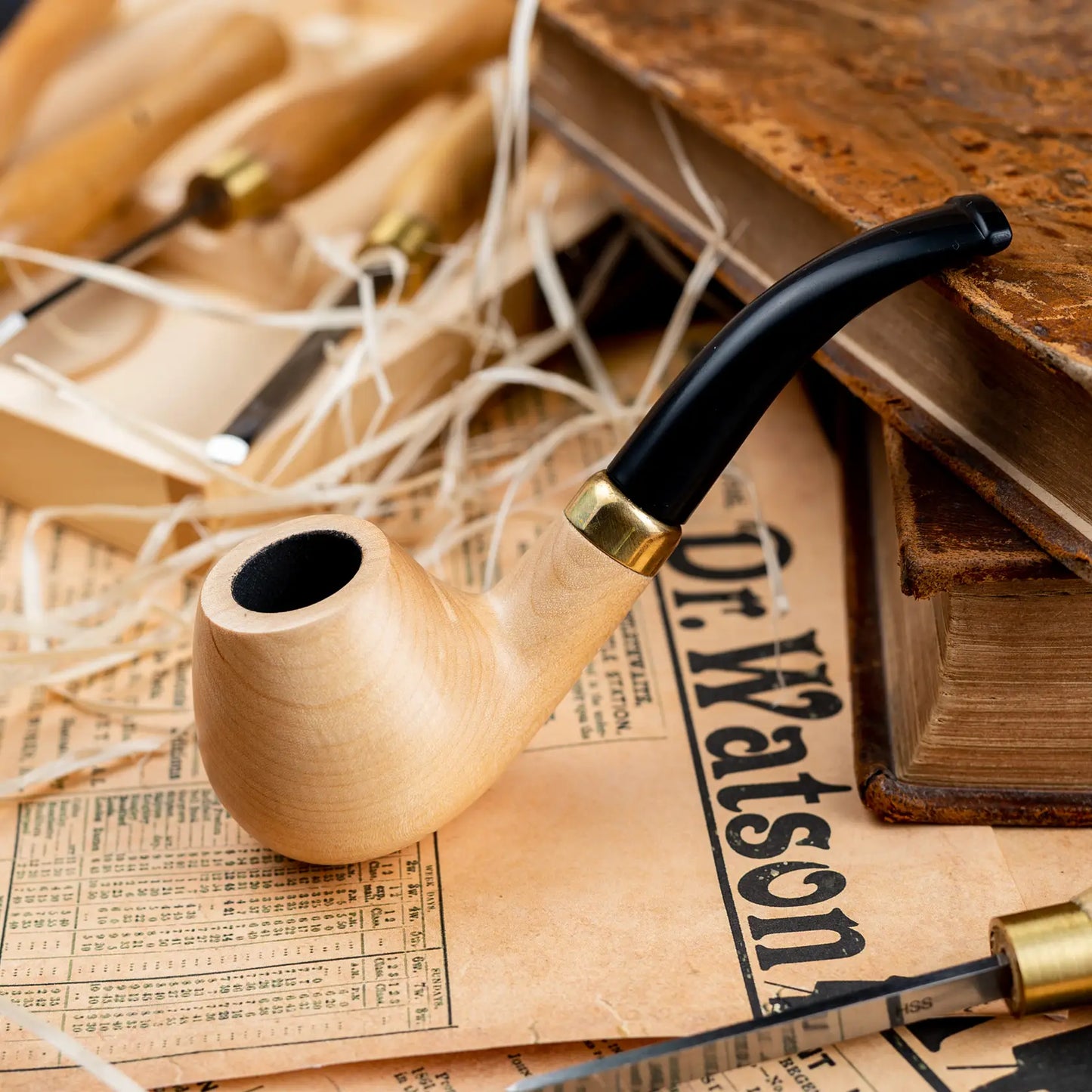 Tobacco Pipe, classic Bent Dublin shape, Handcrafted from Maple Wood, Fits 9mm Filter